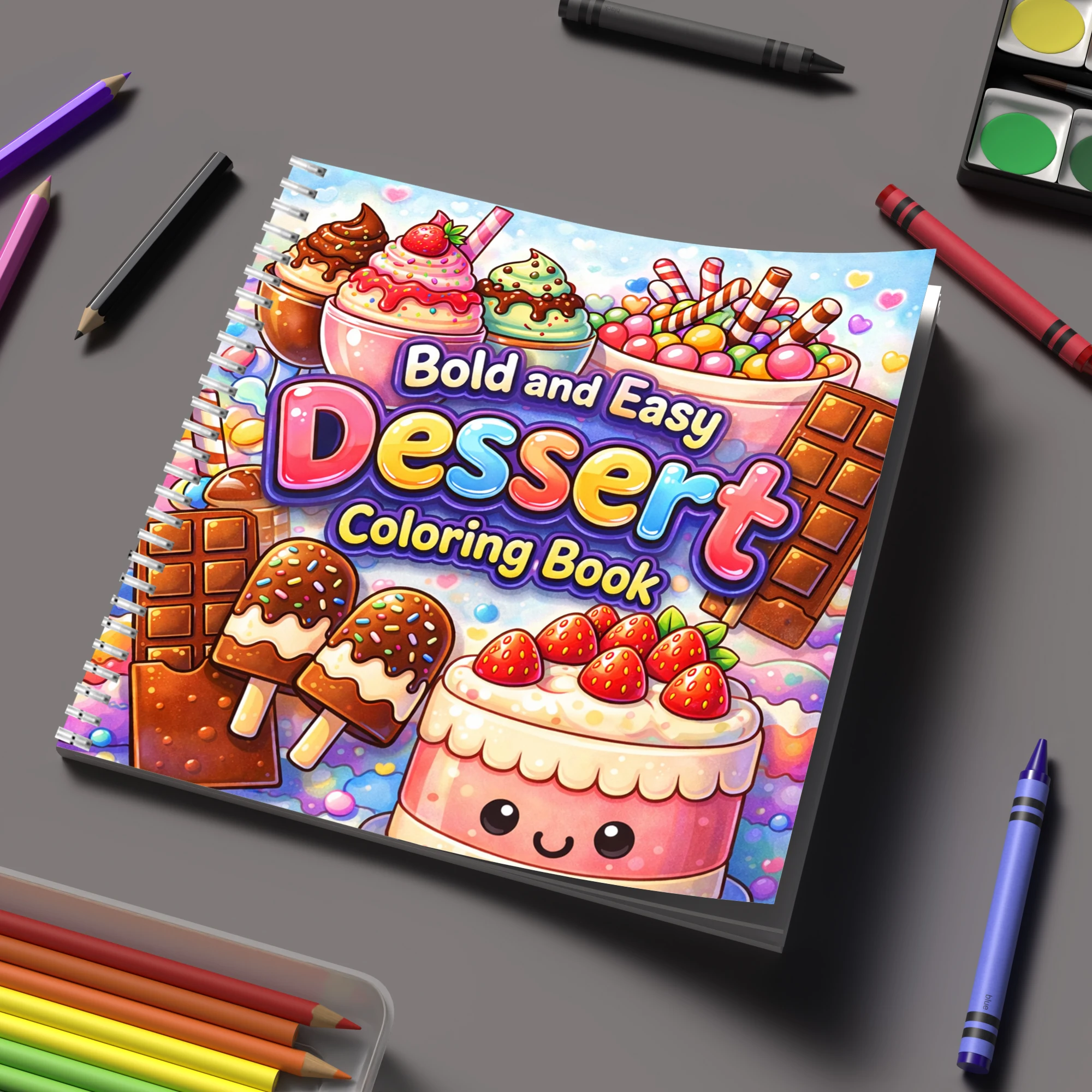 Food And Snacks Coloring Book - كتاب تلوين سهل للأطباق الحلوة للبالغين،