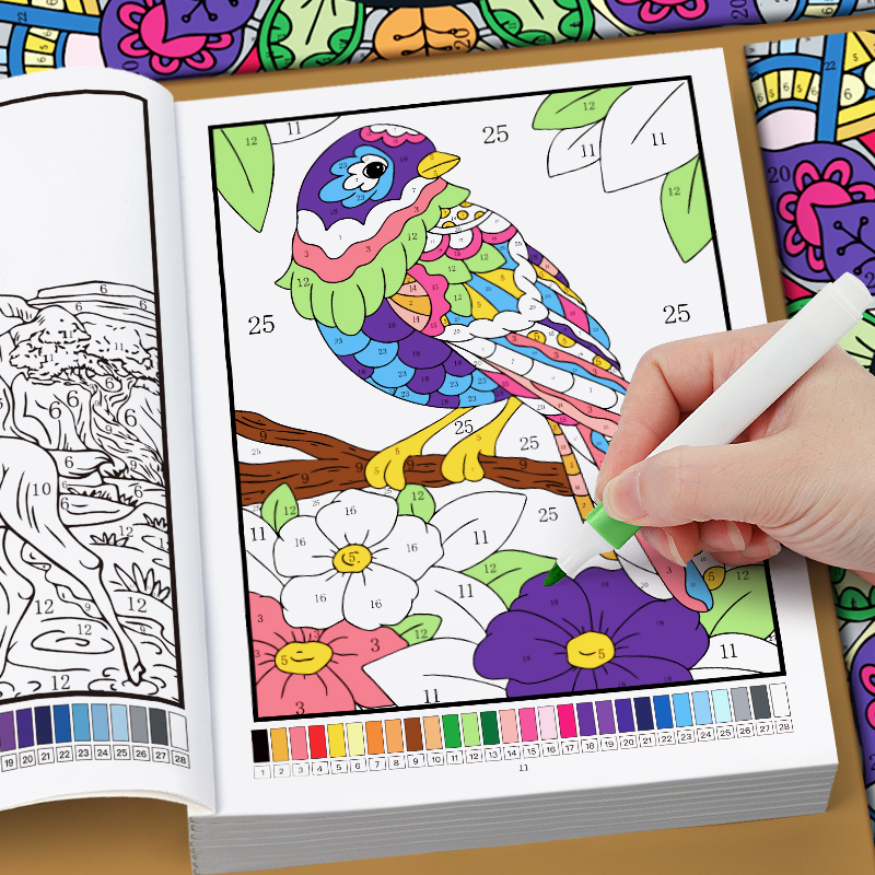 Food And Snacks Coloring Book - كتاب تلوين بالأرقام للكبار، 32 صفحة،