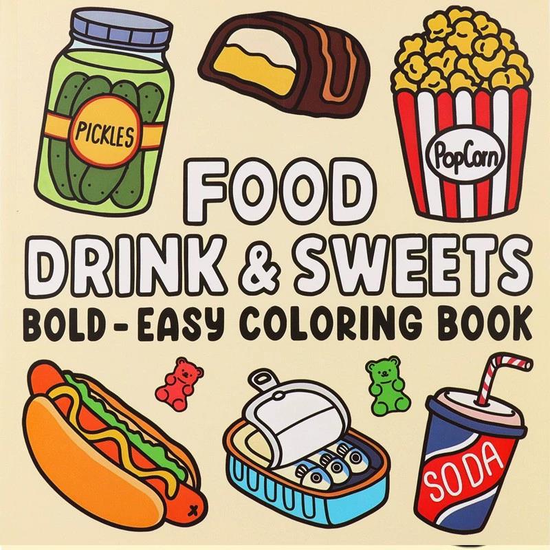 Food And Snacks Coloring Book - كتاب تلوين للأطعمة والمشروبات والحلويات للكبار