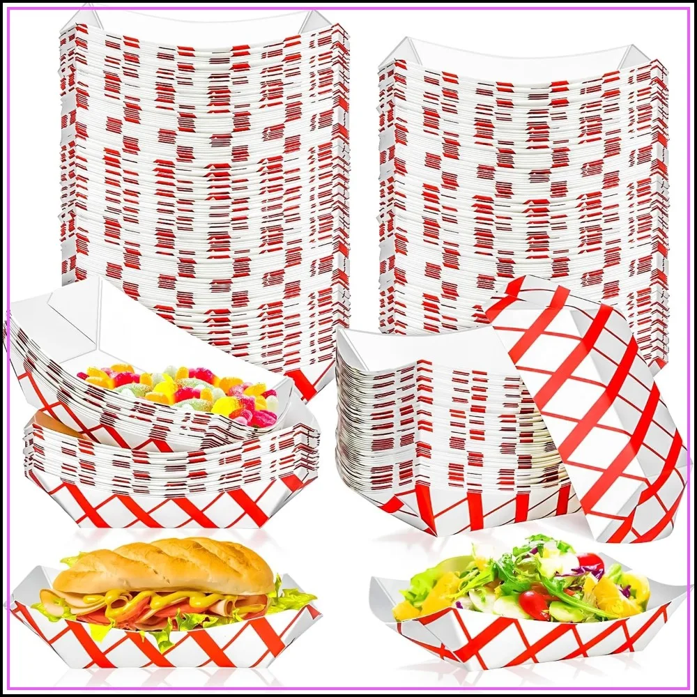 Food Packed Snacks - 100 عبوة من صواني الطعام الورقية