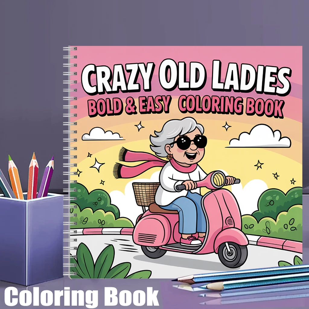 Food And Snacks Coloring Book - كتاب تلوين للسيدات المسنات المجنونات، هدية