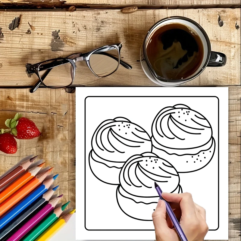 كتاب تلوين سهل للأطباق الحلوة  - مراجعة Food And Snacks Coloring Book وسعره