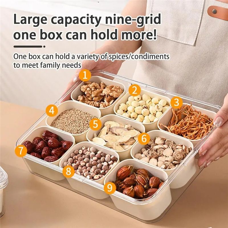 صينية تقديم مقسمة إلى 9 أقسام  - مراجعة Food Snacks Box وسعره